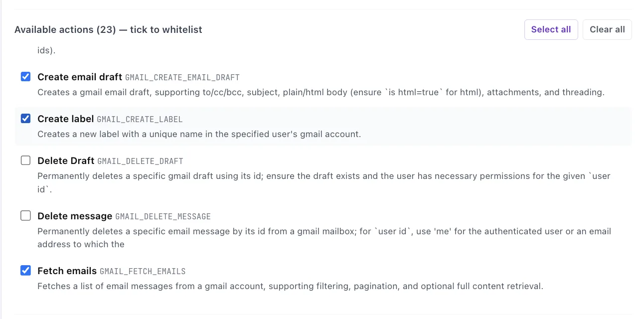 Catalogue entry showing connect and whitelist options
