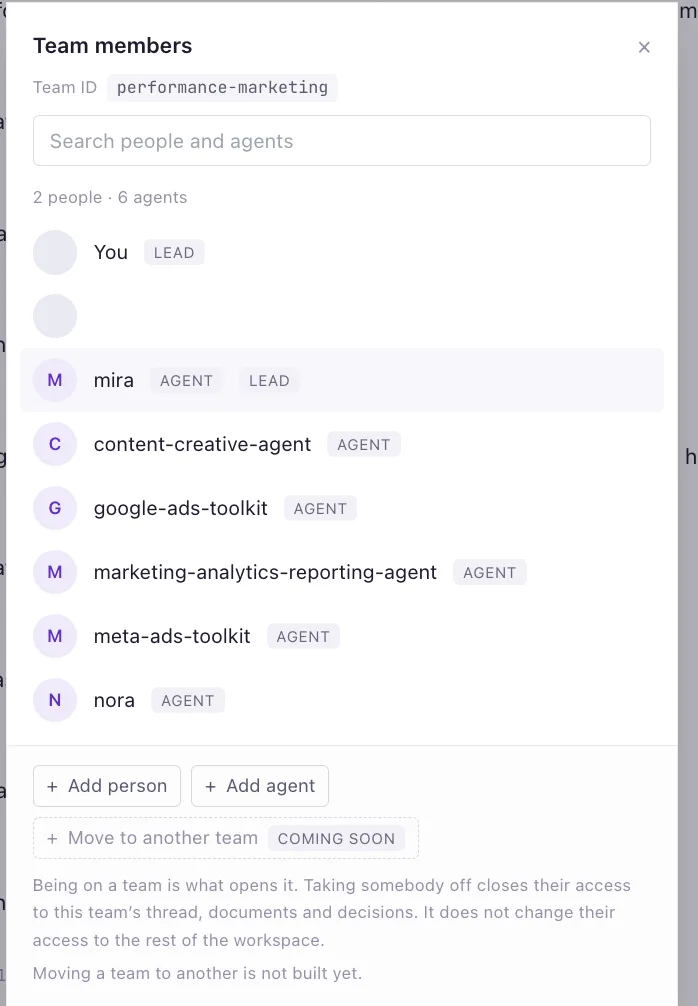 Adding an agent by searching the workspace register