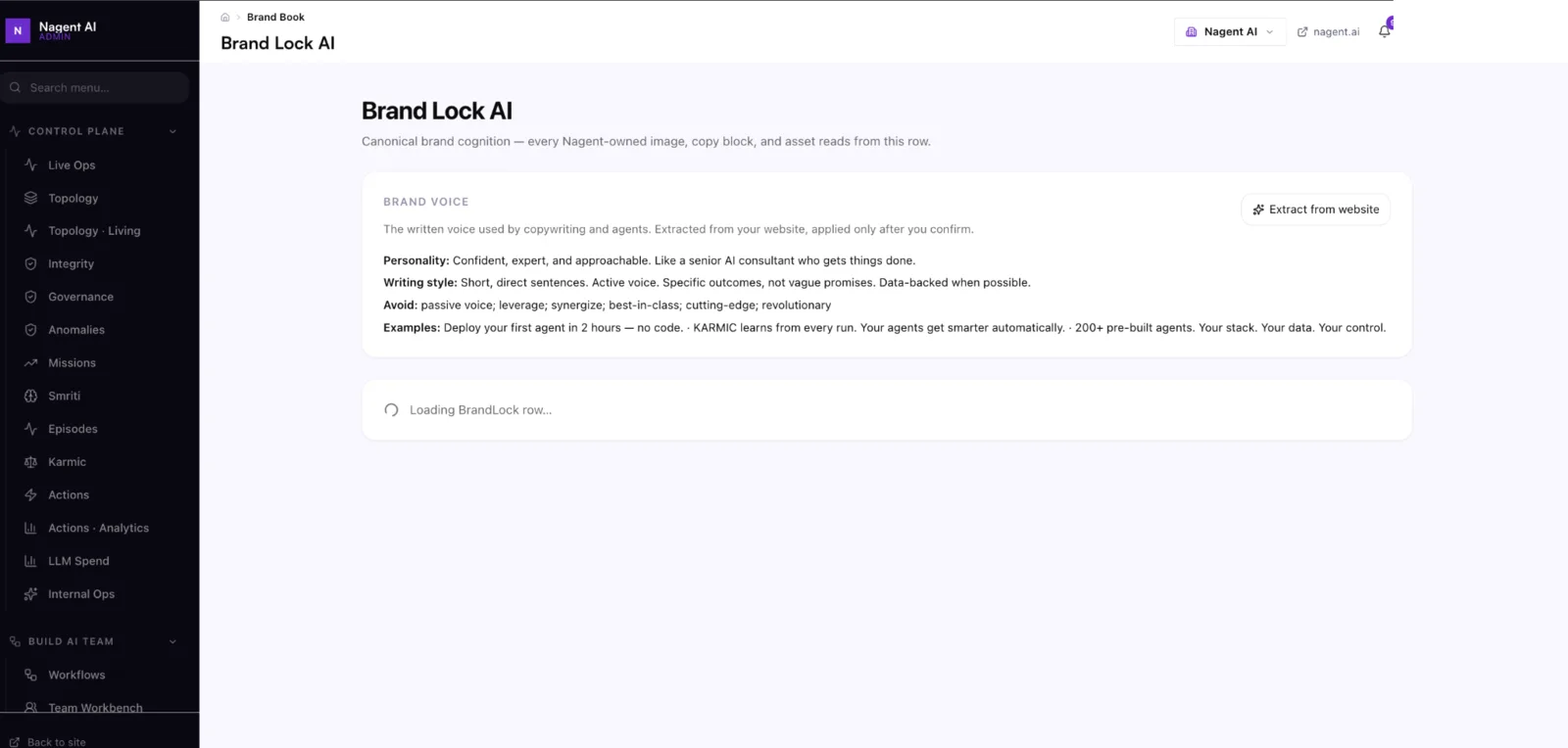 Brand guidelines page showing voice and visual standards