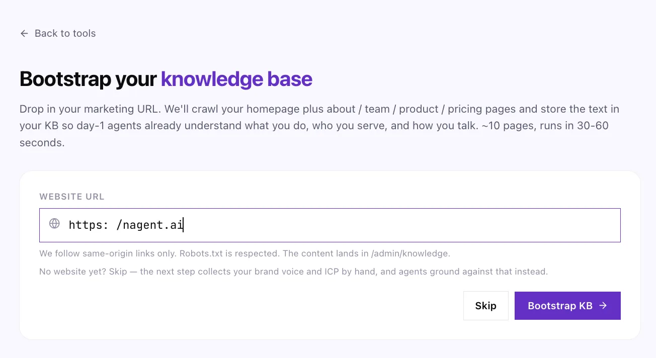 Knowledge hub listing organisation sources and their status